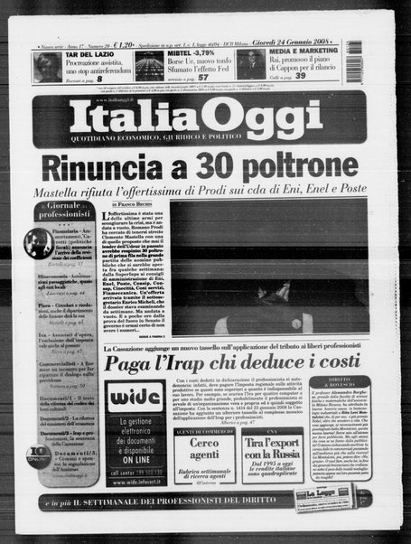 Italia oggi : quotidiano di economia finanza e politica